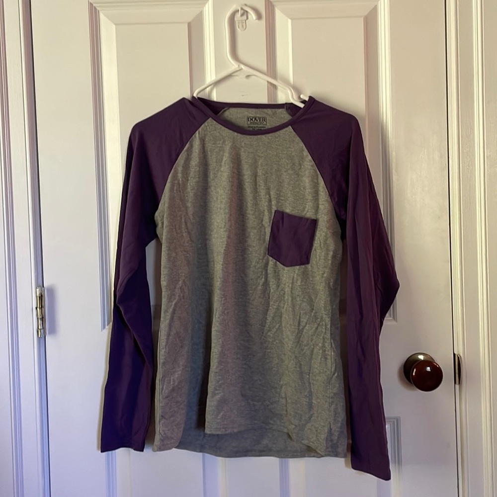 Purple and grey long sleeve with chest pocket